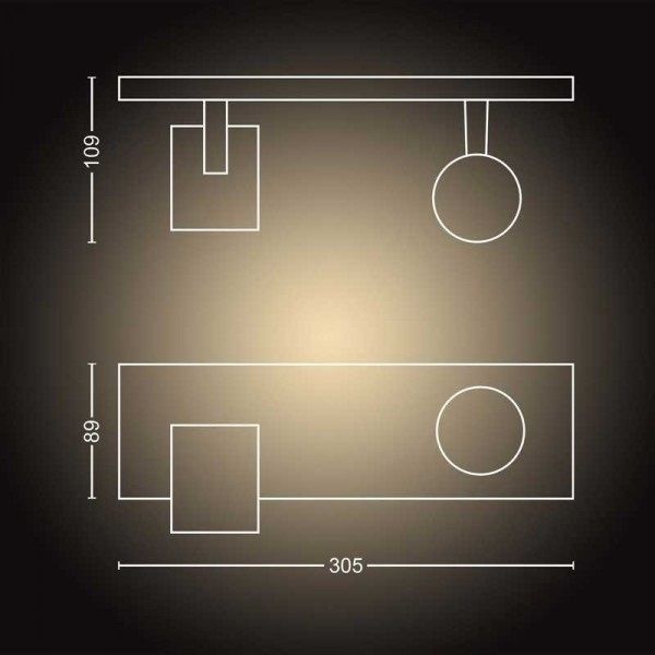 Philips Lighting Runner Hue White ambiance 2-licht spotbalk 2x5W 230V Black