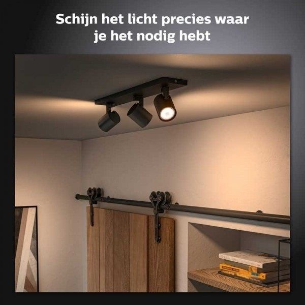 Philips Lighting Runner Hue White ambiance 3-lichts spotbalk 3x5W 230V Black