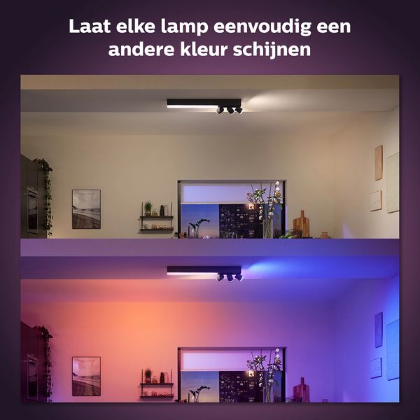 Philips Lighting Centris Hue White and color ambiance plafondlamp met 3 spots Black