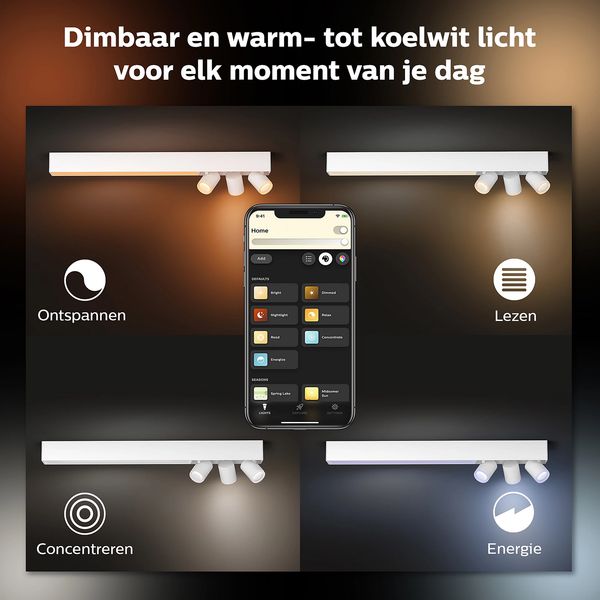 Philips Lighting Centris Hue White and color ambiance plafondlamp met 3 spots White