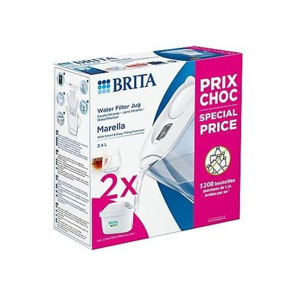 Brita Waterfilterkan Marella Cool White + 2 filterwater Maxtra Pro All-in-1 