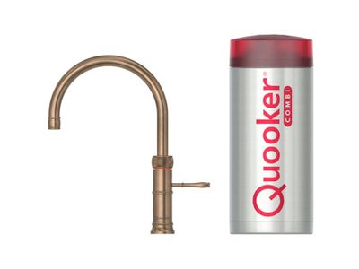 Classic Fusion round met COMBI boiler 3-in-1 kokend water kraan Messing Patina