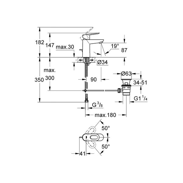 Grohe Bauloop wastafelmengkraan S-Size automatische sluiting chroom