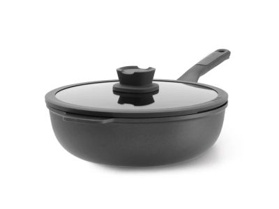 LEO Poêle wok antiadhérent avec couvercle Stone+ 28cm