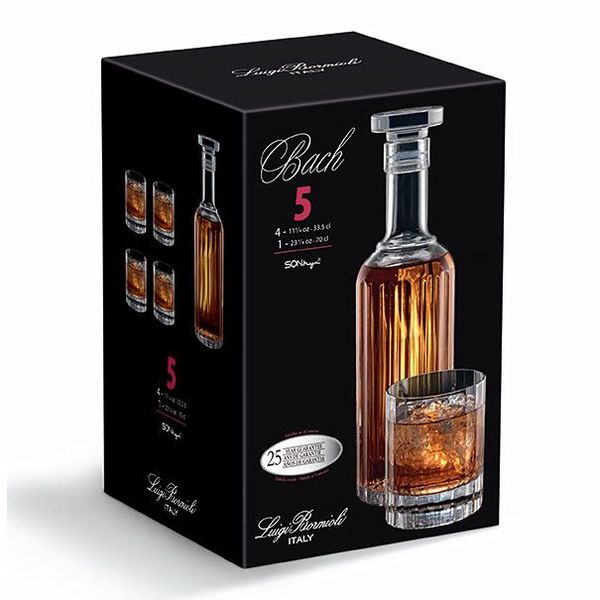 Luigi Bormioli Bach Whiskey Set 5pcs Karaf 70cl - 4x Tumbler D.o.f. 33,5cl