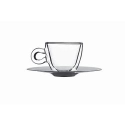 Thermic Glass Espressoglas 6,5cl Set2 Met Rvs Ondertas - Dubbelwandig 