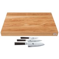 Ensemble de Bloc à hacher Chêne et 3 couteaux Shun Classic 