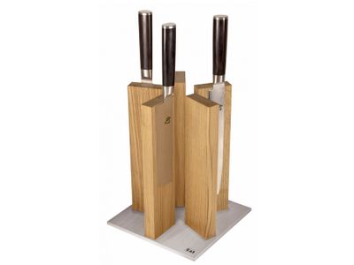 Messenblok Stonehenge Eikenhout met roestvrij stalen voet voor 10 messen