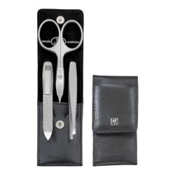 Zwilling Etui, zwart leder, drukknopsluiting, 3-delig 