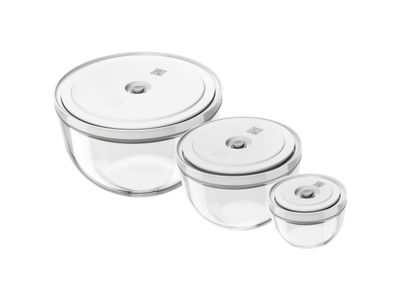 Fresh & Save BOWLS Vacuümkommen set S/M/L / 6-delig, Glas, transparant-wit