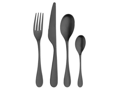 Drop Satin 24-delige bestekset uit rvs zwart in cadeauverpakking
