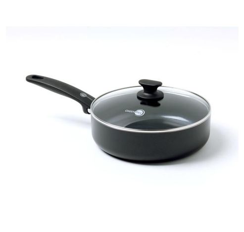 Cambridge Black/Black rechte sauteuse met deksel 24cm / 3.10L  GreenPan