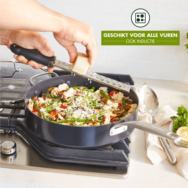 GreenPan Copenhagen Rechte sauteerpan met deksel 28cm 