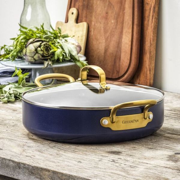 GreenPan Barcelona Blue Stoofpan 30cm met deksel Blauw/Goud