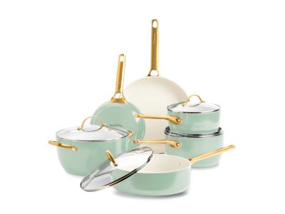 Padova Mint Green 10-delige Pannenset met keramische antikleeflaag 10-delige