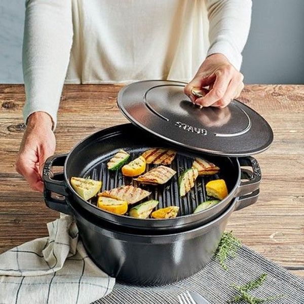 Staub Stackable cocotte en grillpan van 24cm 3.8L