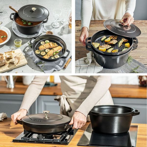 Stackable cocotte en grillpan van 24cm 3.8L 