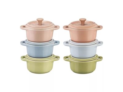 Macaron Set van 6 mini keramische cocottes 10 cm 