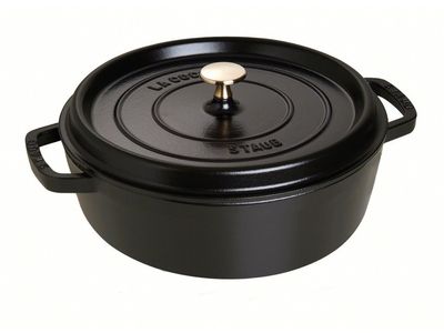 Lage ronde cocotte 26cm Zwart