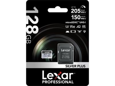 MicroSDXC Silver Plus UHS-1 128GB V30 R205/W100MB/s
