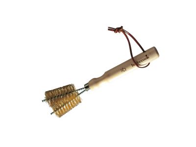 2-koppige roosterborstel uit koper en rubberhout 23cm FSC 