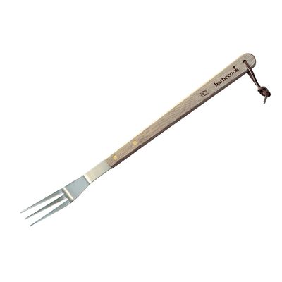 Fourchette en inox et bois de caoutchouc 46cm FSC 100%   Barbecook