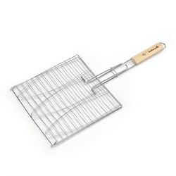 Barbecook visgrill voor 3 vissen uit chroom en hout 28x28cm FSC 100%