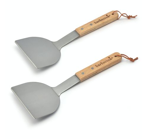 Set de 2 spatule à plancha en inox et bois de caoutchouc 31cm FSC 100%   Barbecook