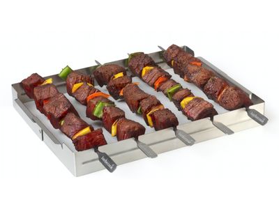 Brochettehouder uit rvs voor 5 st. 35.5x26.5x4.5cm