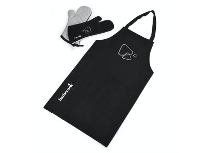 Set van schort en lange handschoenen zwart