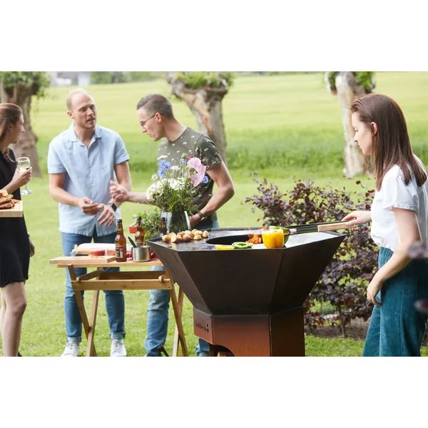 Barbecook Nestor Original houtbarbecue uit corten staal 92x92x101cm