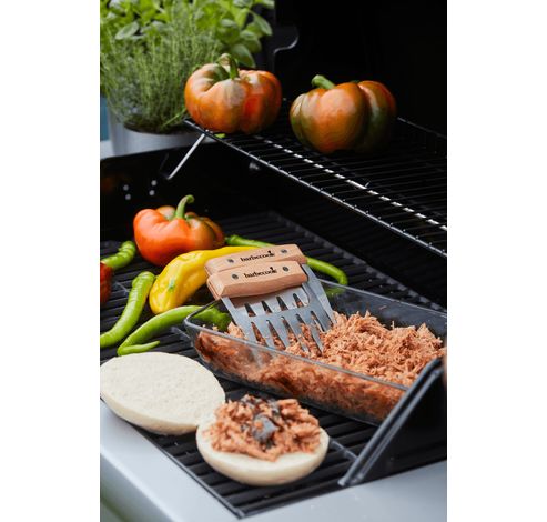 set de 2 pinces à viande en acier inoxydable et bois FSC 100%.  Barbecook