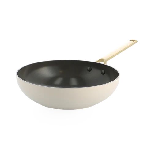Sublime Wok met keramische antikleeflaag 28cm Cream White