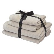 Rio Paquet de serviettes GOTS COTON 2x 50x100 cm + 2x 67x130 cm Beige 