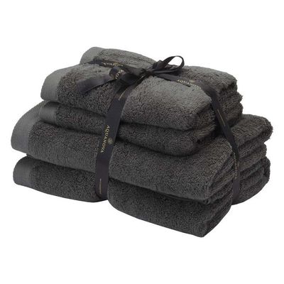 Rio Handdoek bundel GOTS KATOEN 2x 50x100 + 2x 67x130 cm Dark grey  Aquanova