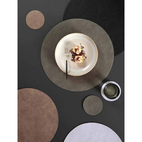 Asa Placemat Vegan Leather rond 38cm Black