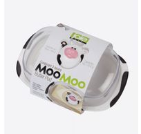 Moo Moo boterschaal met deksel uit kunststof wit en zwart 18x12.3x9cm 