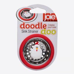 JOIE Doodle Doo gootsteenzeef rood kip Ø 6.4cm H 1.5cm 