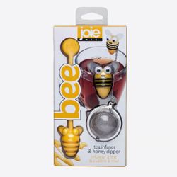 JOIE Bee thee infuser uit rvs en honinglepel geel bij 