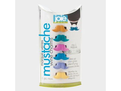 set van 6 glasmarkers snorretjes