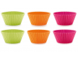 Set van 6 geribde muffinvormen uit silicone roze, oranje en groen ø 7cm H 3.5cm