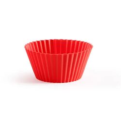 Set van 12 geribde muffinvormen uit silicone rood ø 7cm H 3.5cm 