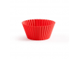 Set van 12 geribde muffinvormen uit silicone rood ø 7cm H 3.5cm