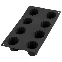 Bakvorm uit silicone voor 8 cannelés bordelais zwart ø 5.4cm H 4.8cm 