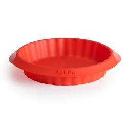 Set van 4 individuele taartvormpjes uit silicone rood ø 12m H 2.5cm 