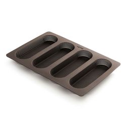 Bakvorm met gaatjes uit silicone voor 4 kleine stokbroden 17x5.3x2cm 