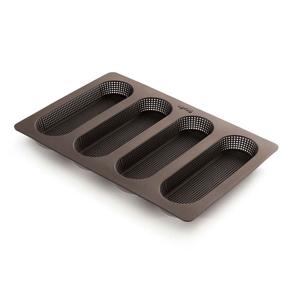 Lékué Bakvorm met gaatjes uit silicone voor 4 kleine stokbroden 17x5.3x2cm