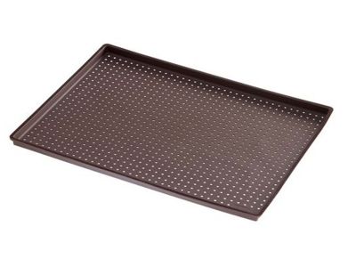 Rechthoekige pizzavorm met gaatjes uit silicone bruin 40x30x0.2cm