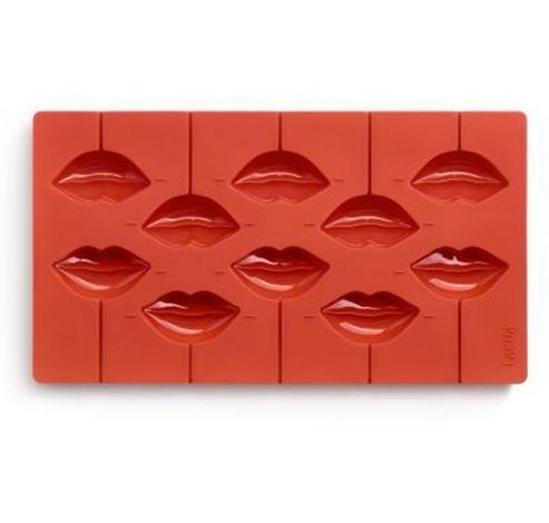 bakvorm uit silicone rood - lippen lollypop 29x16x1.5cm  Lékué