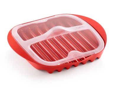 Magnetron bord voor spek uit kunststof rood 25x27.7x6.8cm